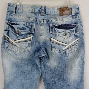 Axe & Crown Straight Leg Ripped Whiskered Jeans